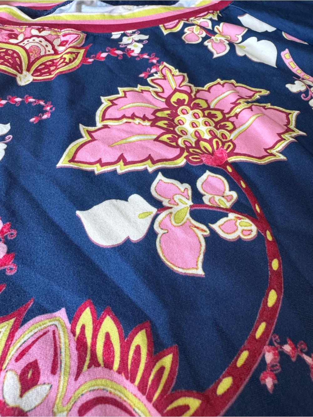 Johnny Was Active Floral Performance Long Sleeve Top Blue Pink Relaxed Size L - Picture 5 of 13